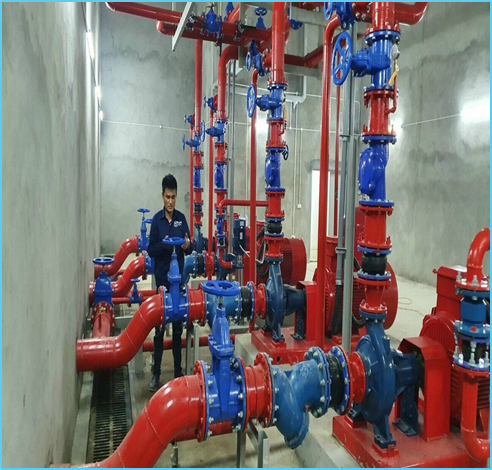 Nghiệm thu hoàn thiện hệ thống trạm bơm chữa cháy tự động và trục đứng Sprinkler